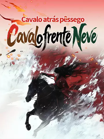 Cavalo atrás pêssego cavalo frente neve