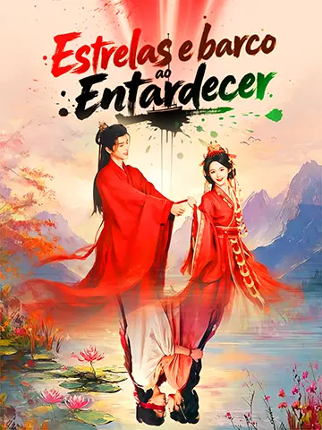 Estrelas e barco ao entardecer